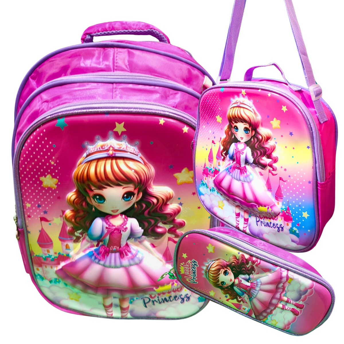 Set De Mochila 3D + Lonchera + Estuche con relieve 33