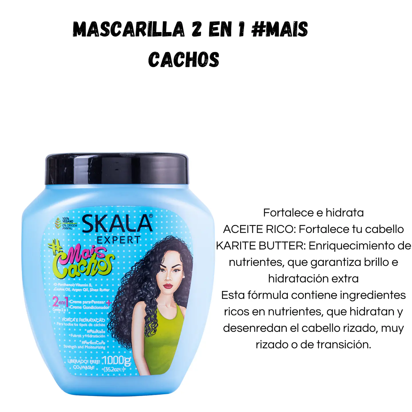 Máscara y crema de peinar skala 2 en 1 Mais Cachos 1k 3