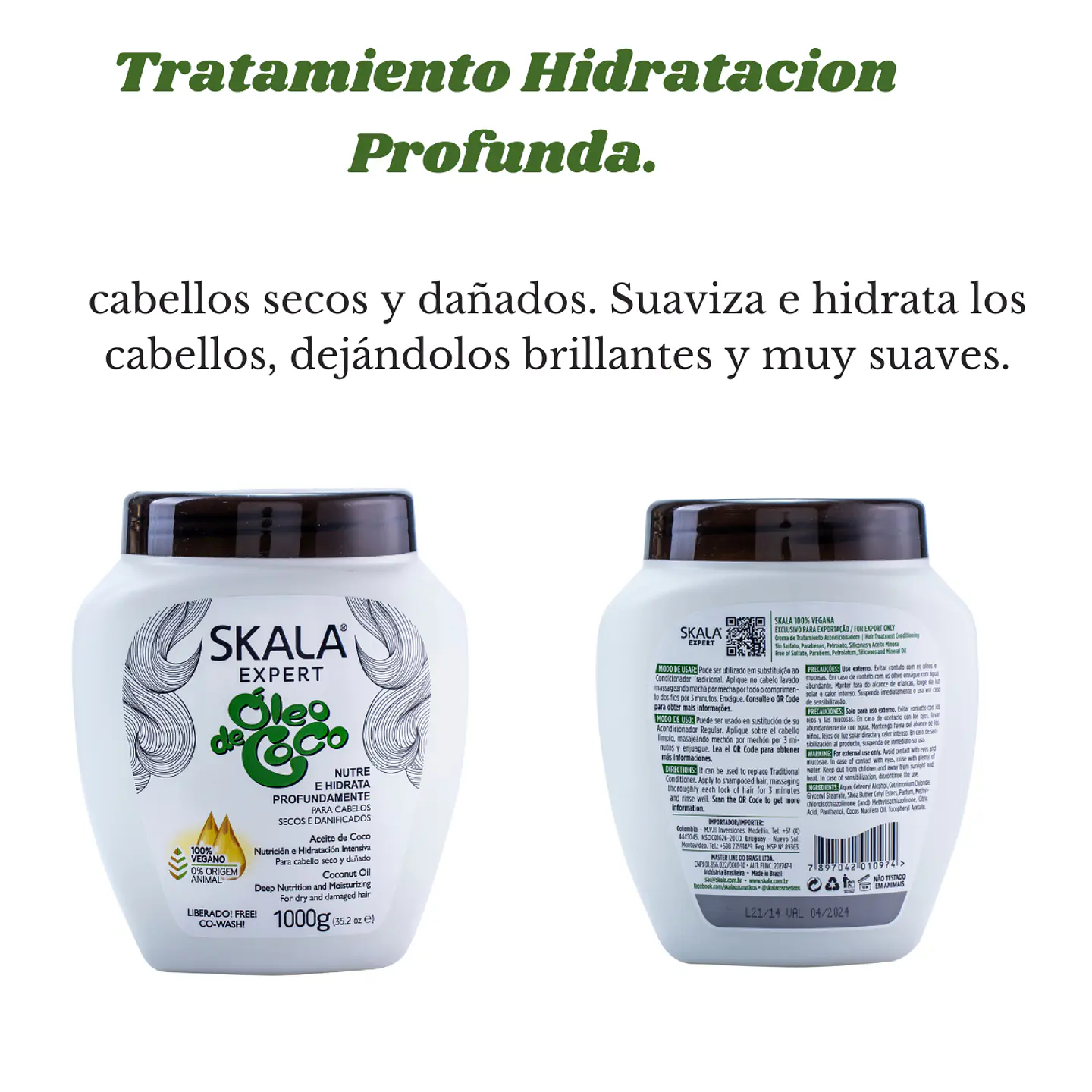 Máscara y crema de peinar skala 2 en 1 Coconut (oleo de coco) 1k 4