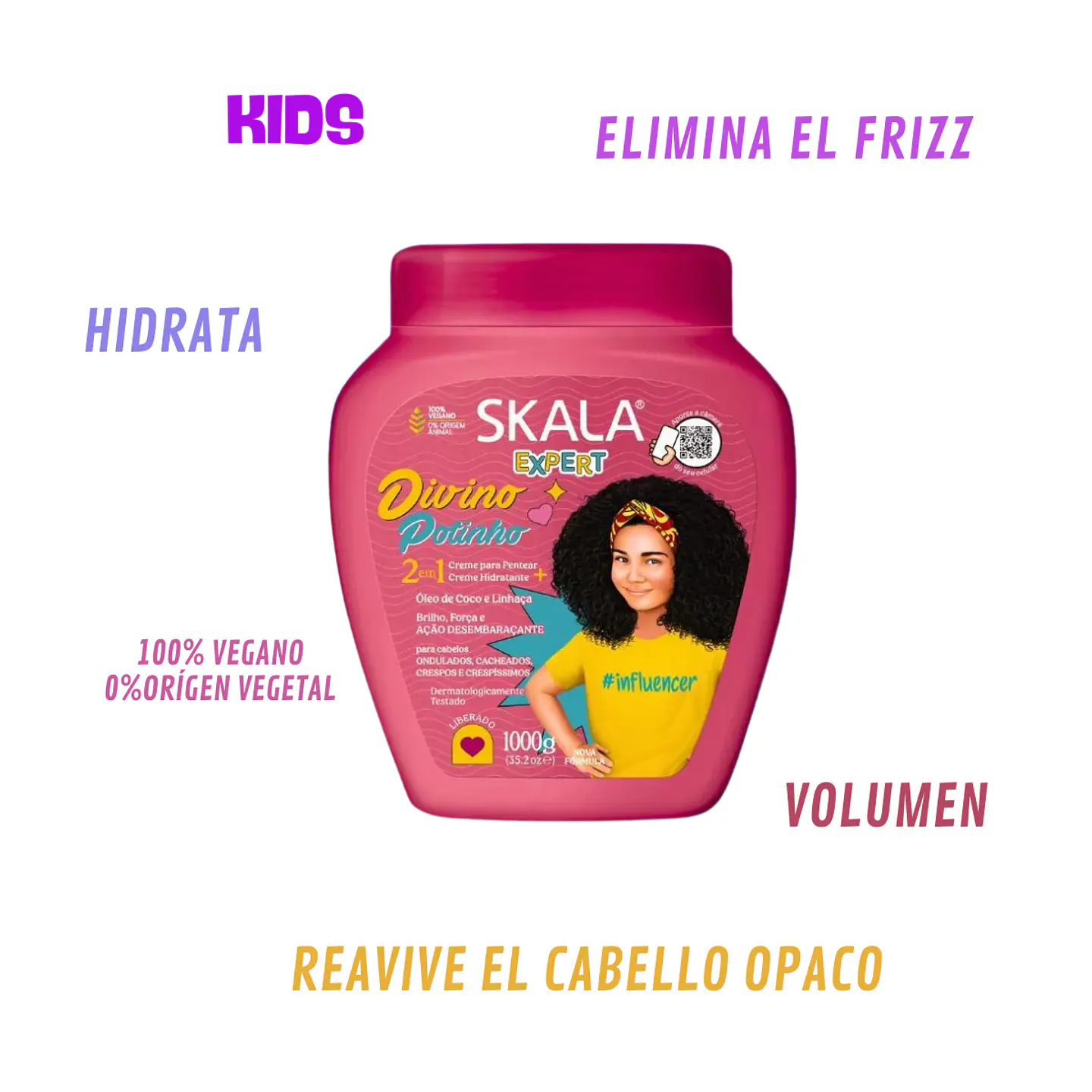 Máscar y crema de peinar skala 2 en 1 Divino Potinho Kids 1k 2