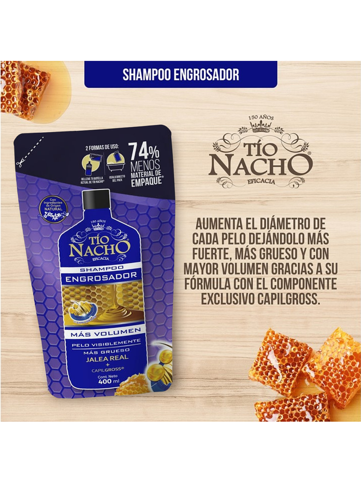 Shampoo Tio Nacho Engrosador Recarga Doypack 400ml || Precio x Mayor $3.912 3