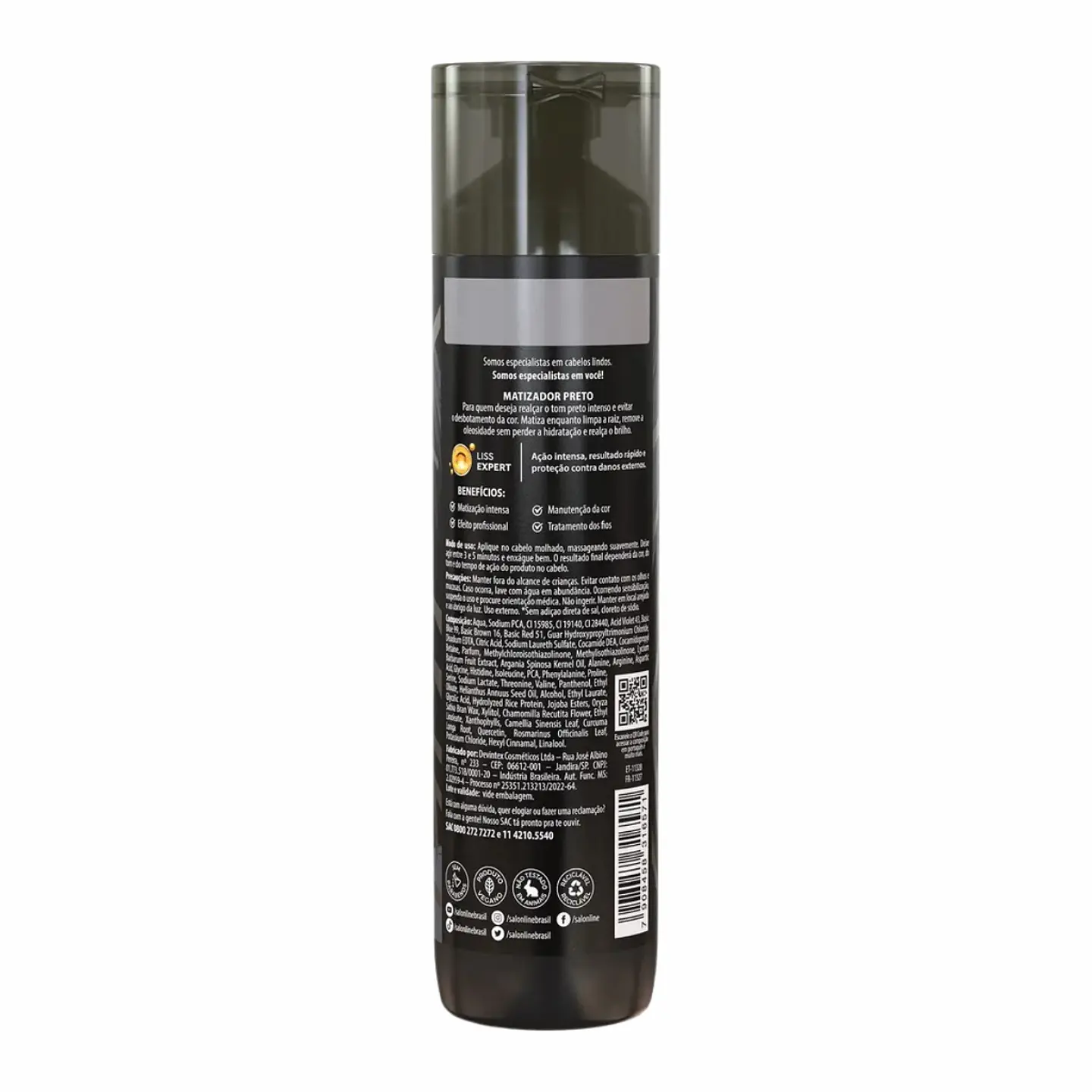 Shampoo Meu Liso Matizador Preto Limpieza e Intensidad de Color 5