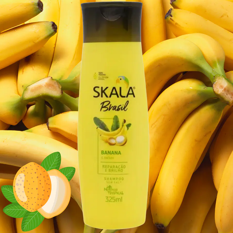 Shampoo Skala Banana y Bacuri 325ml Nutrición y Reconstrucción Brasil 3