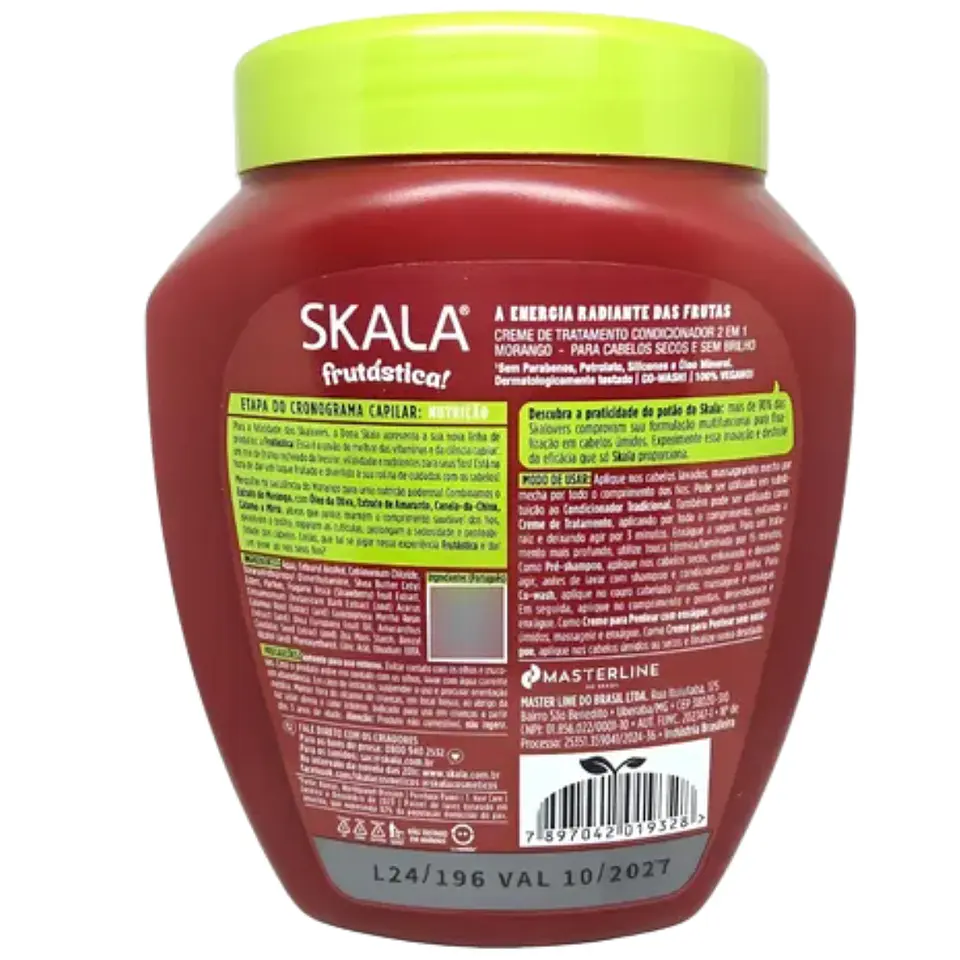 Máscara y crema de peinar skala 2 en 1 Fresa (strawberry) 1kg 2