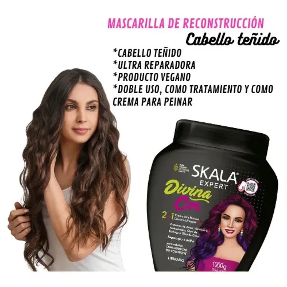 Máscara y crema de peinar skala 2 en 1 Divina Cor 1k  4