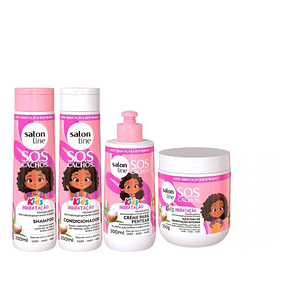 Shampoo + Acondicionador + Mascarilla + Crema de Hidratación SOS Curls Kids