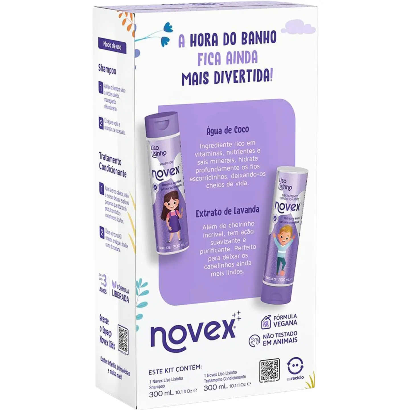 Kit Shampoo Acondicionador Liso Lisinho 300ml 3
