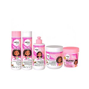 Shampoo + Acondicionador + Mascarilla + Crema de Peinar + Gelatin a SOS Cachos Kids