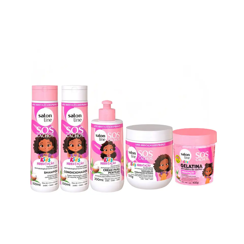 Shampoo + Acondicionador + Mascarilla + Crema de Peinar + Gelatin a SOS Cachos Kids 1