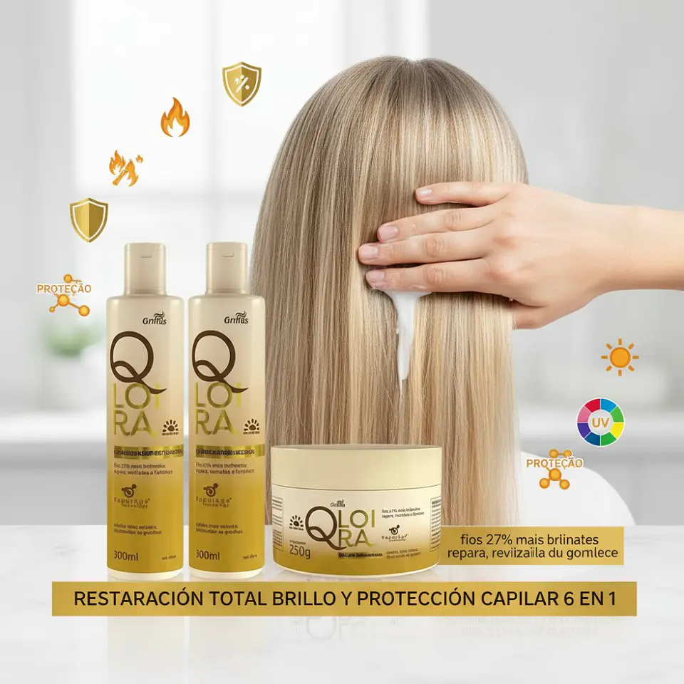Kit Restauración QLoira Shampoo + Acondicionador + Máscara 2