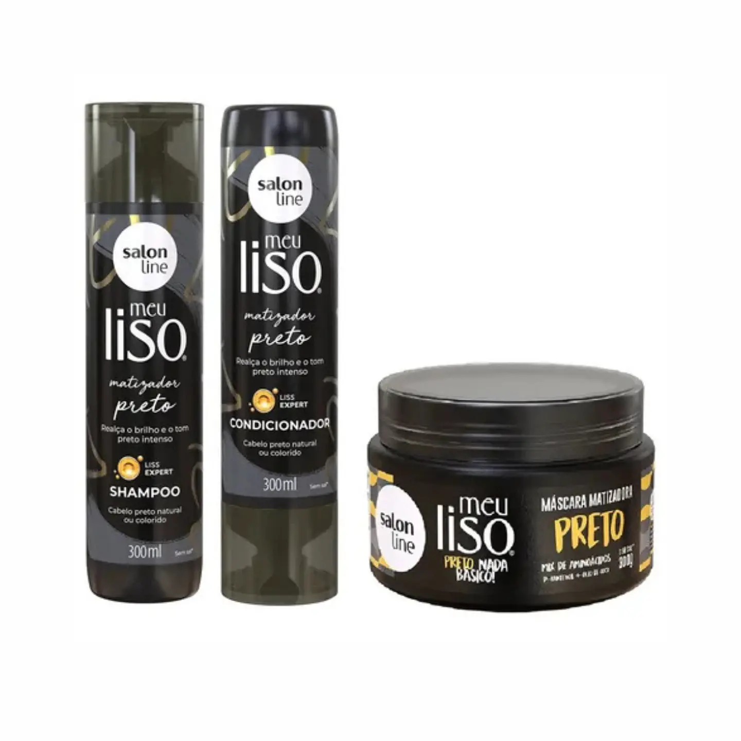 Pack shampoo Acondicionador y Mascara Matizadora Negro Salon Line 1