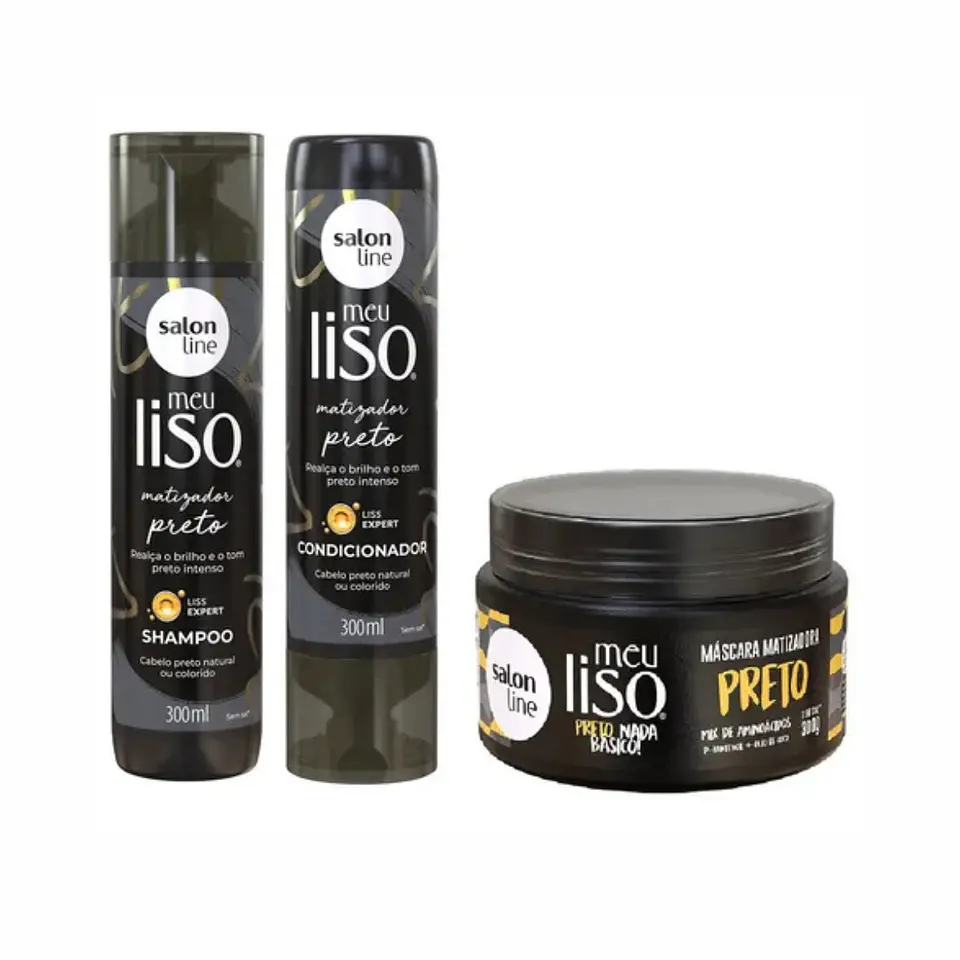 Pack shampoo Acondicionador y Mascara Matizadora Negro Salon Line 1
