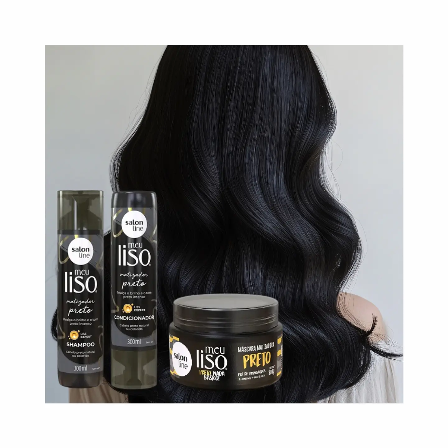 Pack shampoo Acondicionador y Mascara Matizadora Negro Salon Line 4