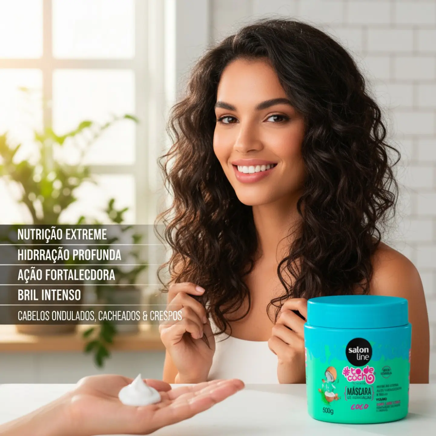 Máscara 500g Coco Salon Line Tratamiento para Rizos y Crespos To De Cacho 2