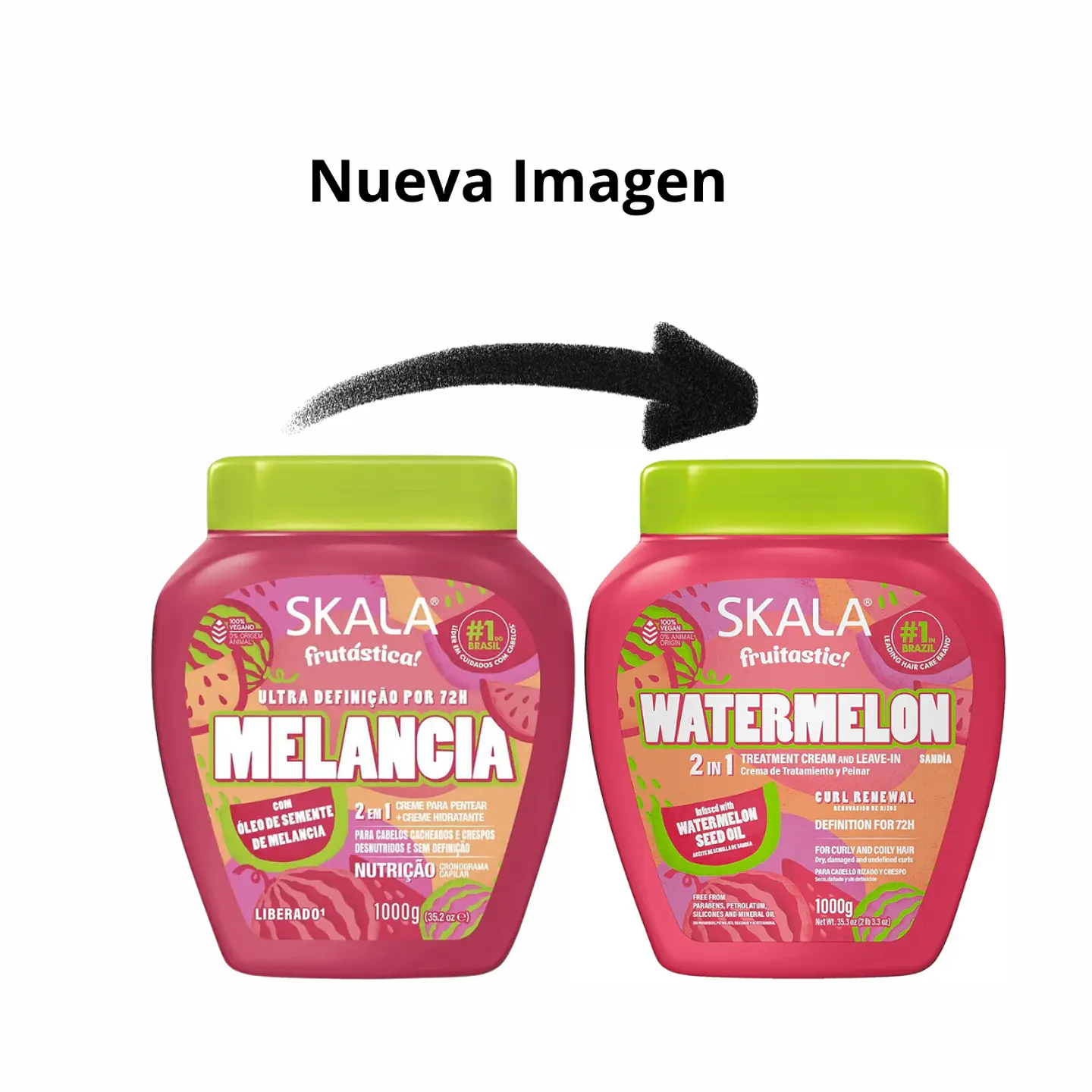 Máscara y crema de peinar skala 2 en 1 sandia (watermelon) 1k 2