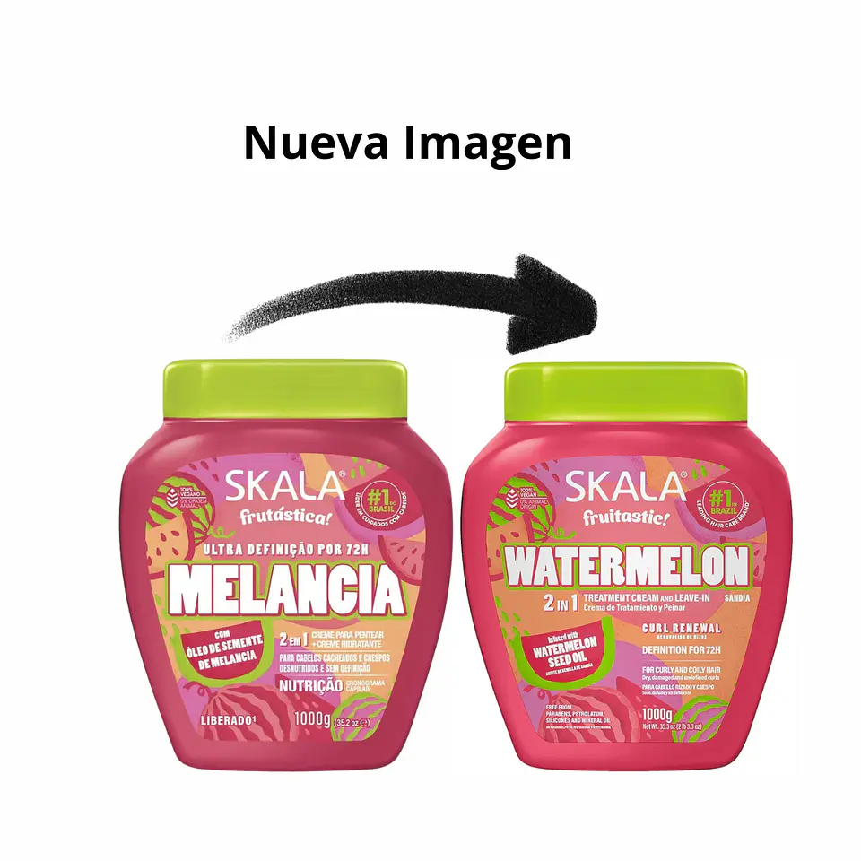 Máscara y crema de peinar skala 2 en 1 sandia (watermelon) 1k 2