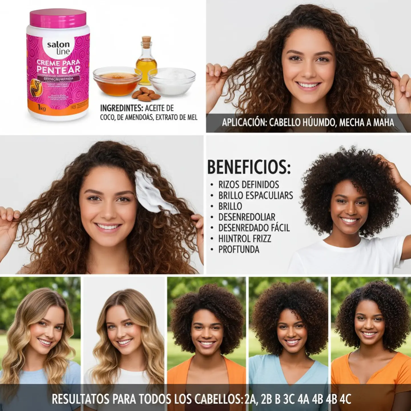 Crema para Peinar Salon Line Definición Intensa 1kg Rizos sin Frizz y con Brillo 10