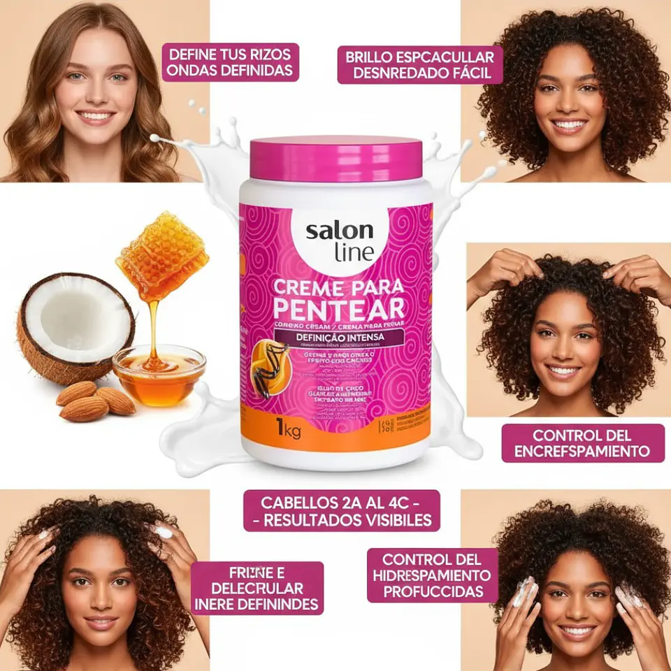 Crema para Peinar Salon Line Definición Intensa 1kg Rizos sin Frizz y con Brillo 11