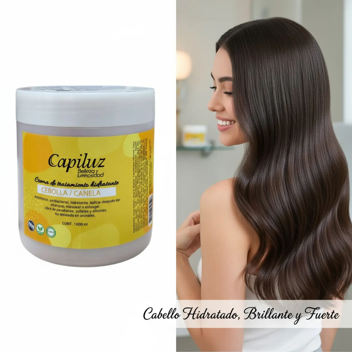 Crema Tratamiento Capilar Cebolla y Canela Capiluz Hidratación y Crecimiento 10