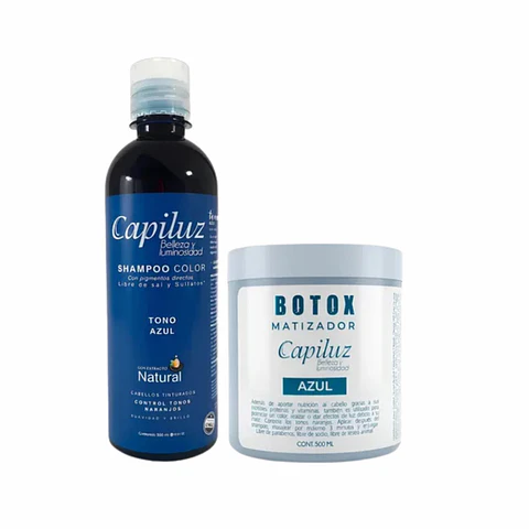 Pack Shampoo Matizador Azul + B-tox Matizador Azul.