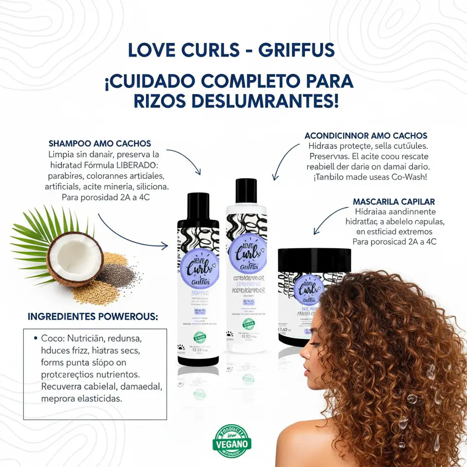 Tripack Shampoo + Acondicionador + Mascarilla Amo Cachos 2A a 4C 7