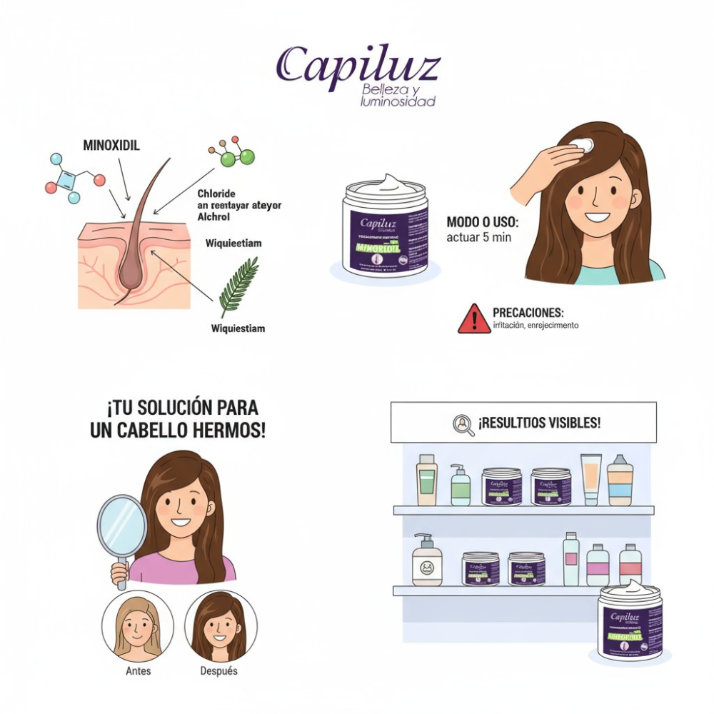 Tratamiento Capilar Con 5 % Minoxidil Estimula el Crecimiento Capilar 3