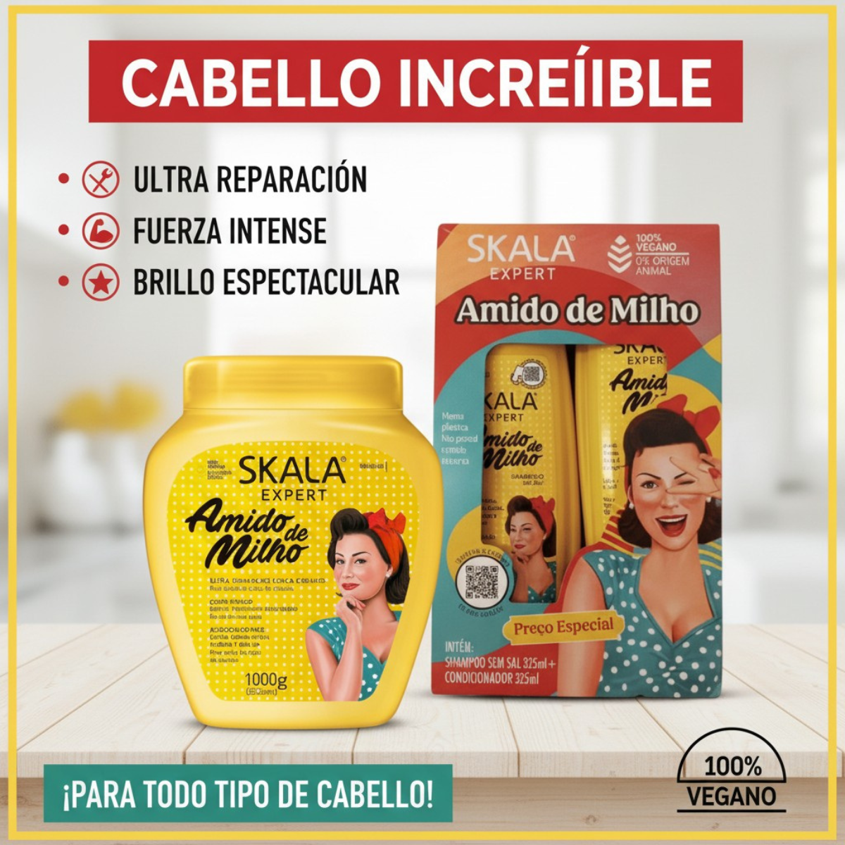Skala Amido Milho Kit: Mascarilla, Champú, Acondicionador | Nutrición 3