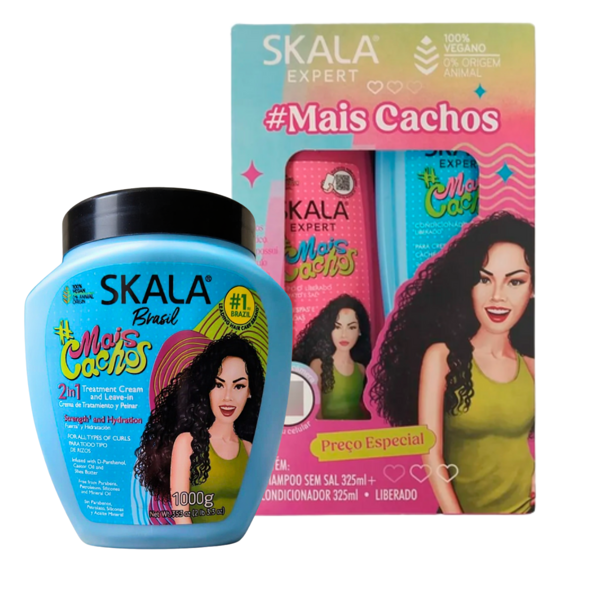Skala Mais Cachos Kit: 2 en 1, Shampoo, Acondicionador | Definición 1
