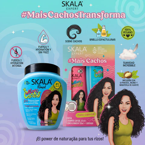 Skala Mais Cachos Kit: 2 en 1, Shampoo, Acondicionador | Definición