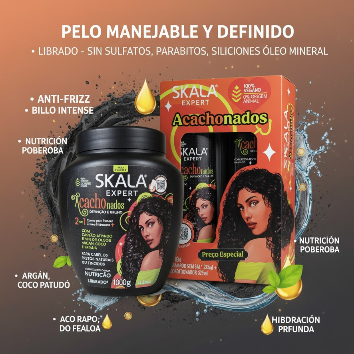 Skala Acachonados Kit: Mascarilla 2 en 1 + Shamppo y Acond 2