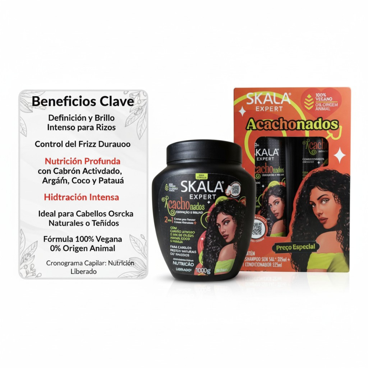 Skala Acachonados Kit: Mascarilla 2 en 1 + Shamppo y Acond 4