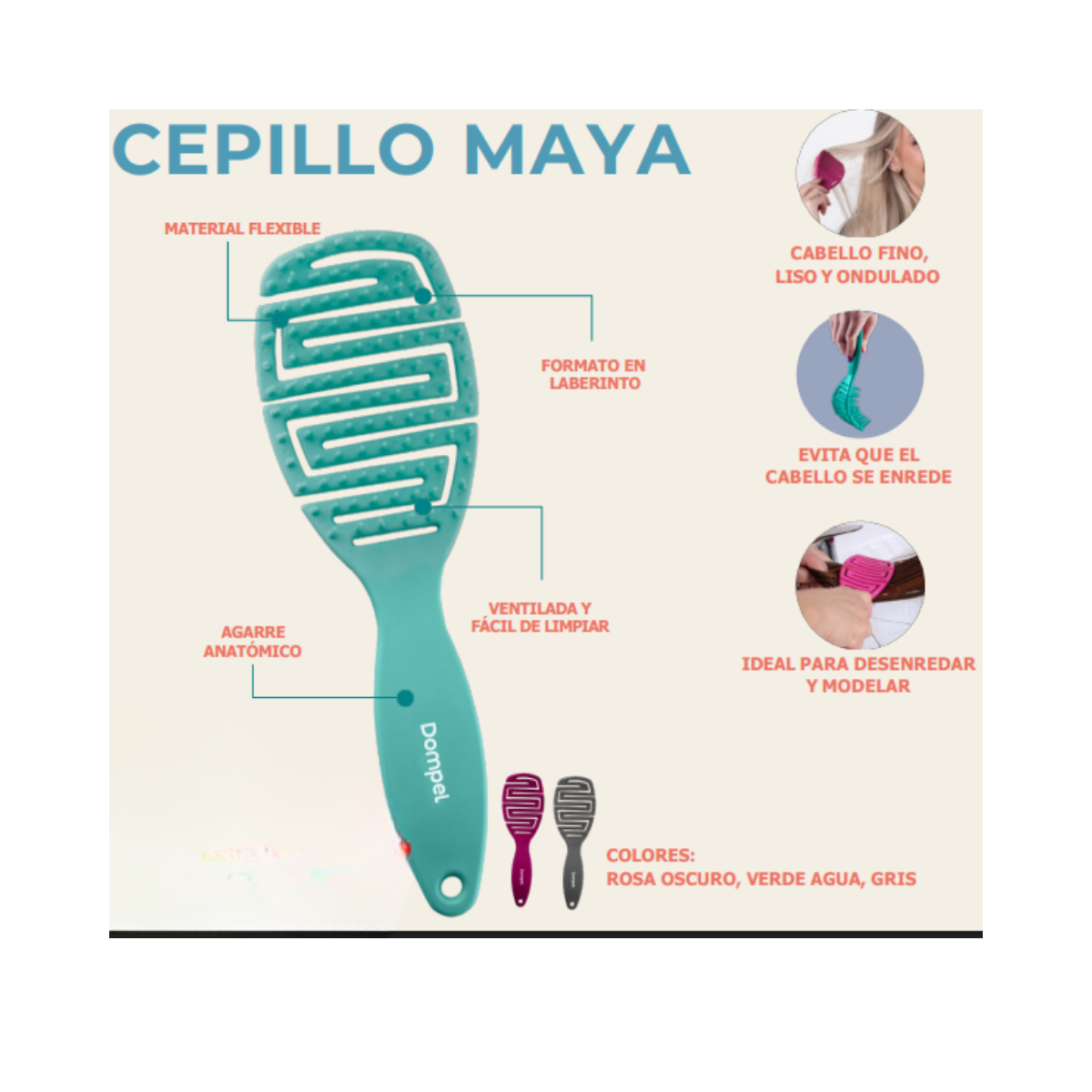Cepillo Desenredante Maya Dompel 3