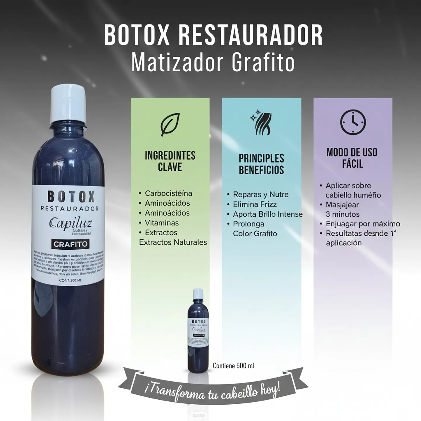 Pack Shampoo y B-tox Matizador Grafito Efecto Humo 5