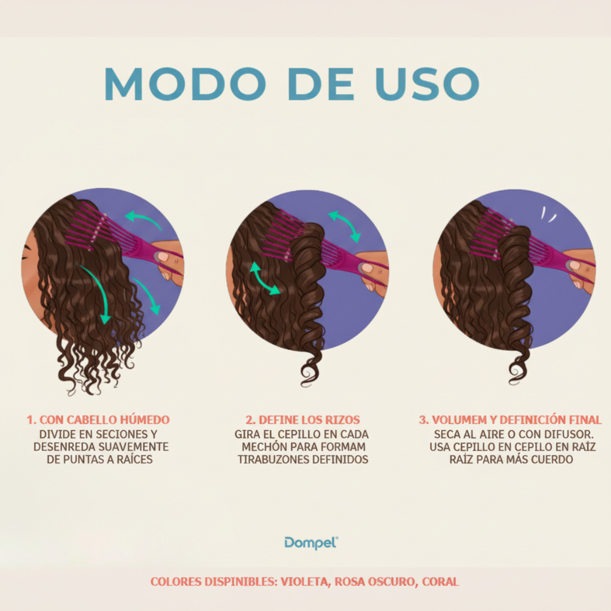 Cepillo Caracol Dompel Ondulada, Rizada y afro 8