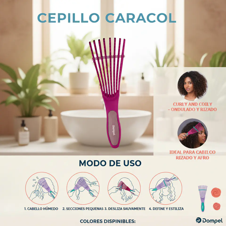 Cepillo Caracol Dompel Ondulada, Rizada y afro 12