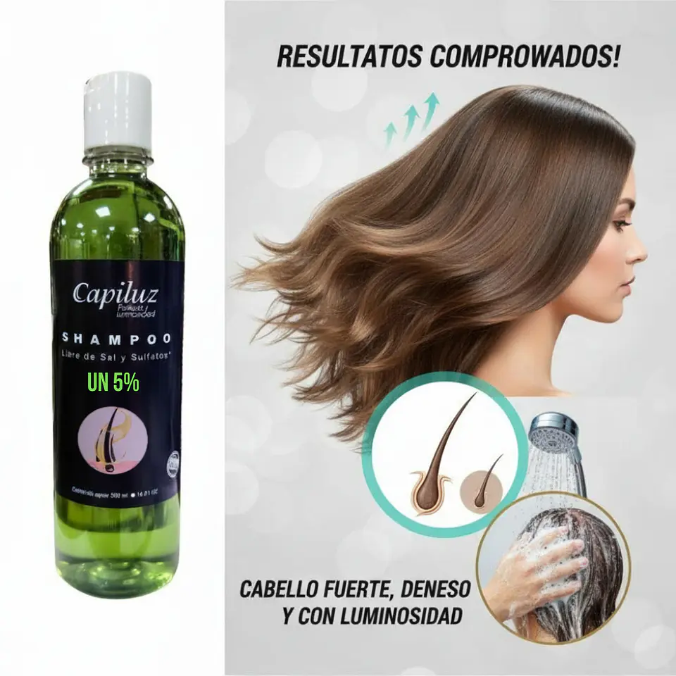 Shampoo Capilar 5% Densidad Y Engrosamiento Capiluz 500ml 5