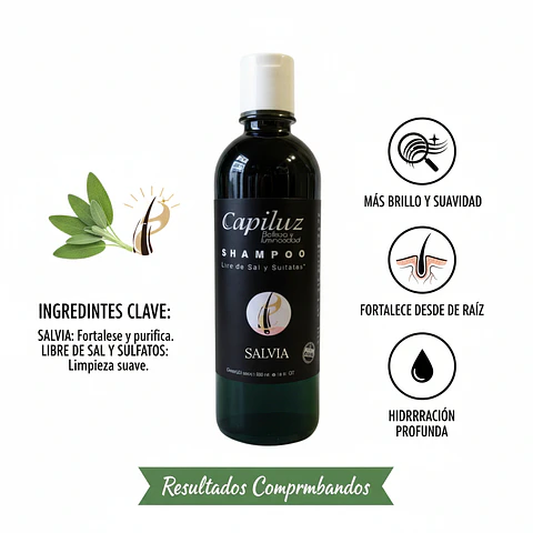 Shampoo Capilar 5% Salvia Densidad Cabello Graso Capiluz