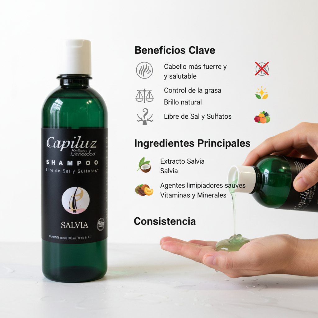 Shampoo Capilar 5% Salvia Densidad Cabello Graso Capiluz 8