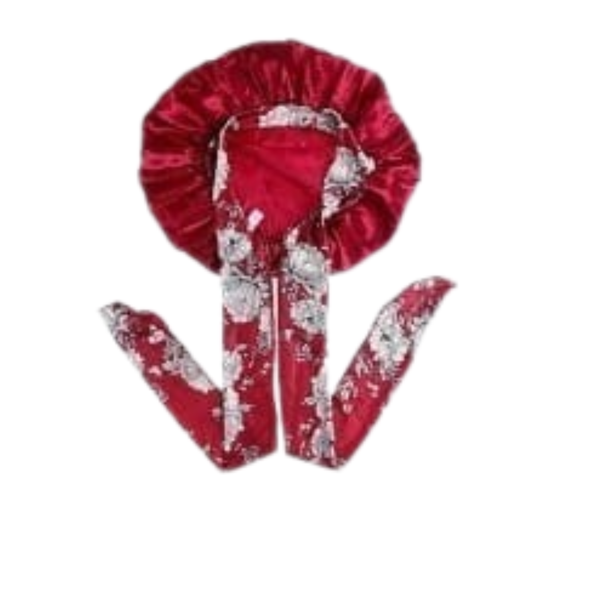 Gorro de Satin con pretina  ancha mas lazo estampado tamaño grande 5