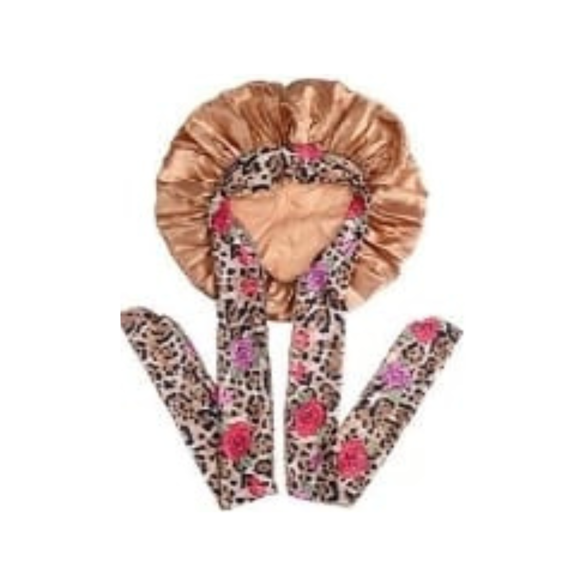 Gorro de Satin con pretina  ancha mas lazo estampado tamaño grande 9