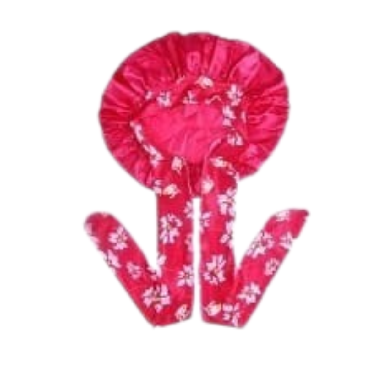 Gorro de Satin con pretina  ancha mas lazo estampado tamaño grande 11