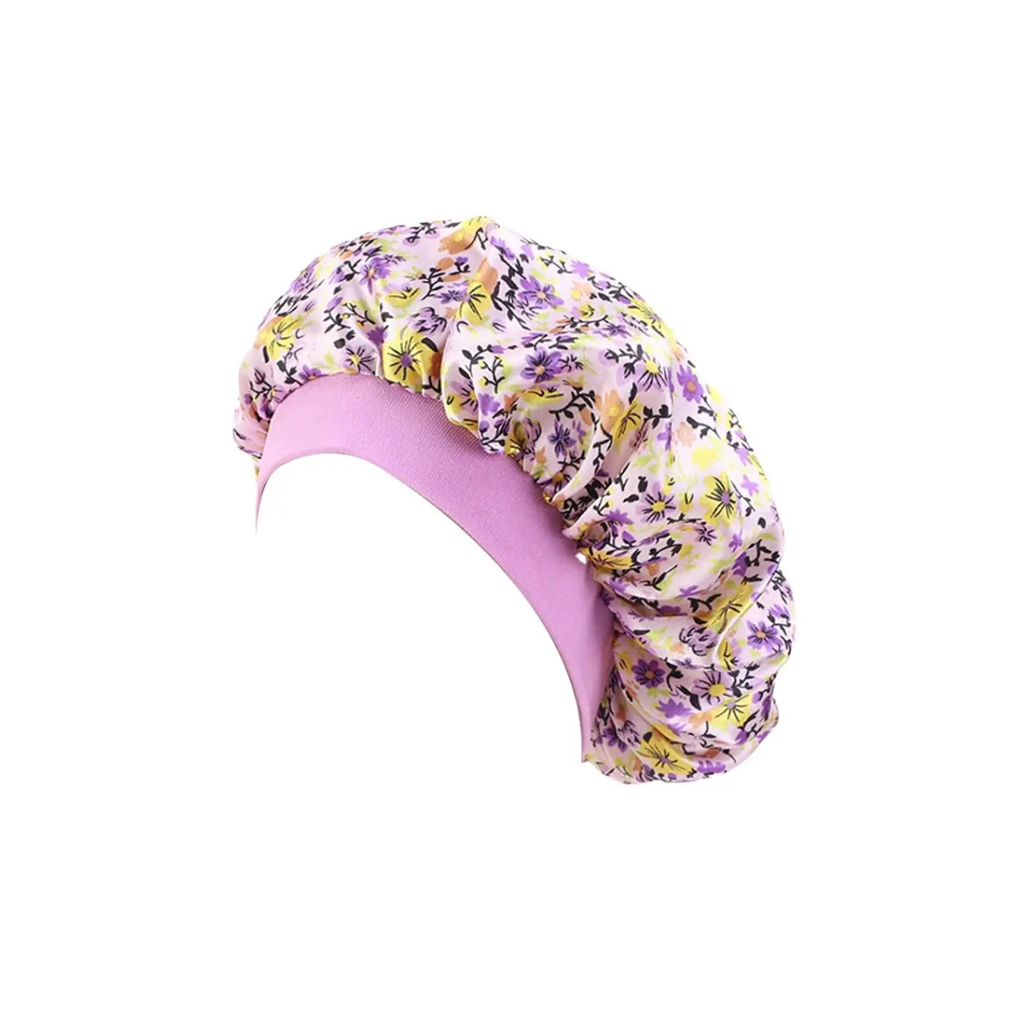 Gorro de Satin Floreado Con Pretina Ancha 2