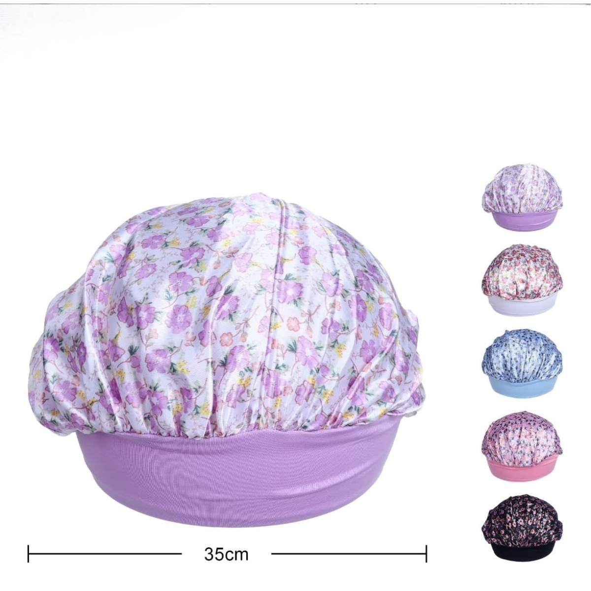 Gorro de Satin Floreado Con Pretina Ancha 3