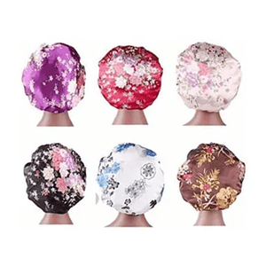 Gorro de Satin Floreado Con Pretina Ancha