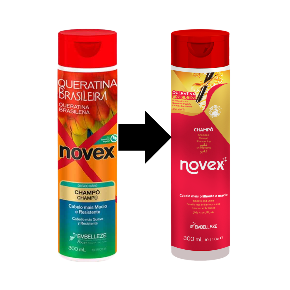 Shampoo Novex Brazilian Keretin Para Cabellos Dañados 2
