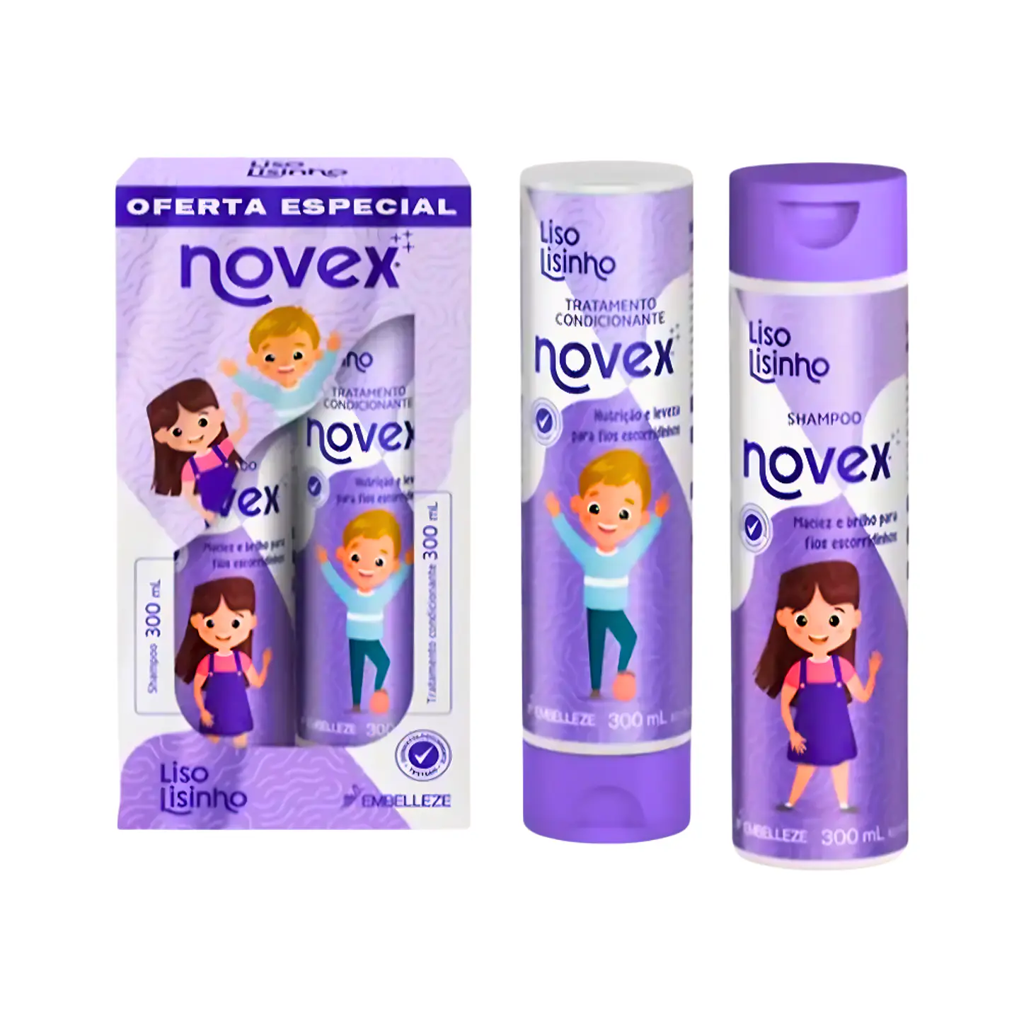Kit Shampoo Acondicionador Liso Lisinho 300ml 1