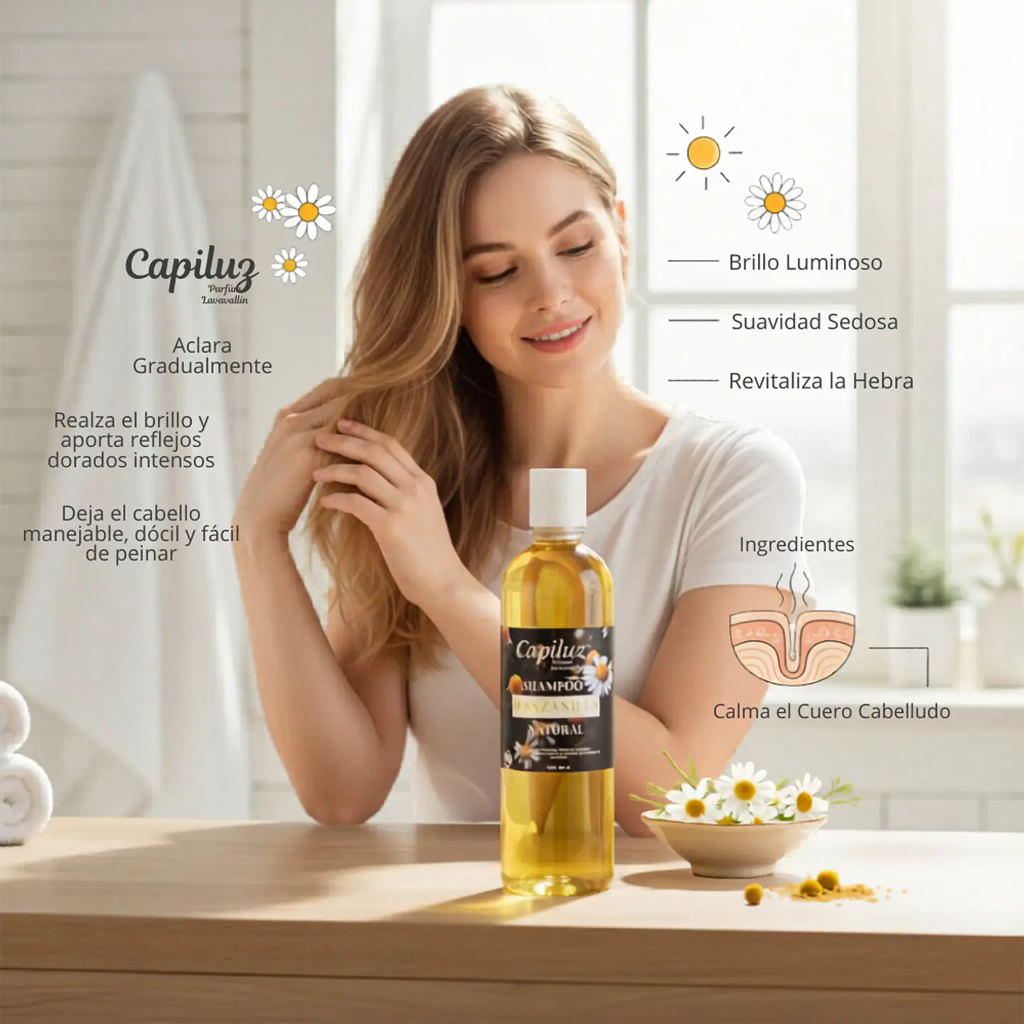 Shampoo de manzanilla 500ml aporta reflejos dorados 2