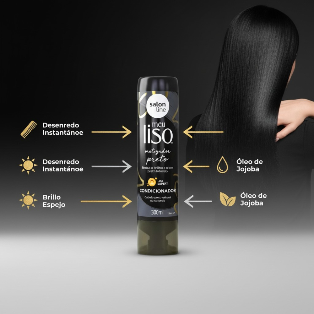 Acondicionador Meu Liso Matizador Preto Intensidad y Brillo Espejo 2
