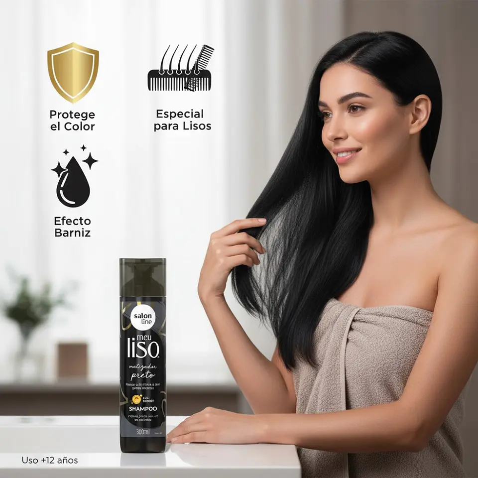 Shampoo Meu Liso Matizador Preto Limpieza e Intensidad de Color 3