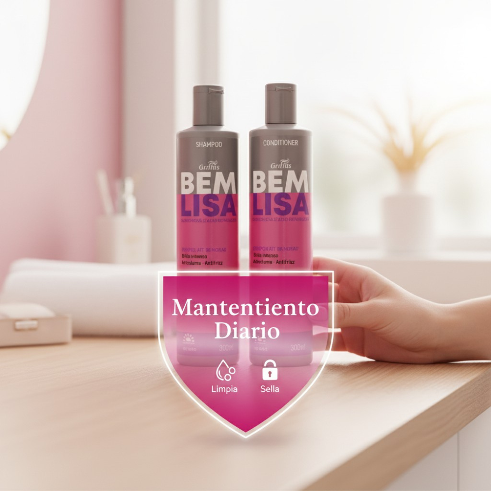 Dúo Mantenimiento Diario Shampoo y Acondicionador Griffus Bem Lisa 3